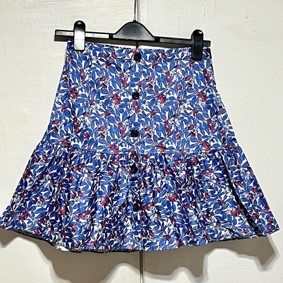 Tanya Taylor Blue Floral Mini Skirt, Size 4 - Picture 3 of 10
